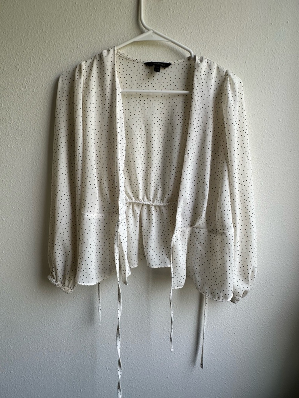 Banana Republic Ivory Polka Dot Tie-Front Blouse